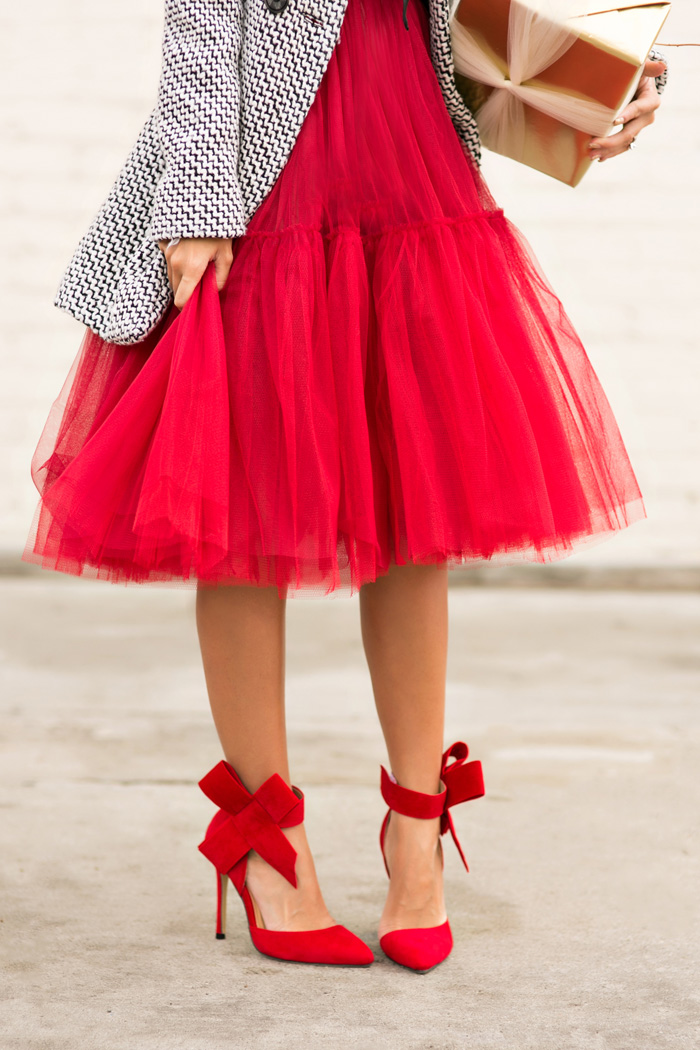 Red Tulle Skirt Womens - Skirts