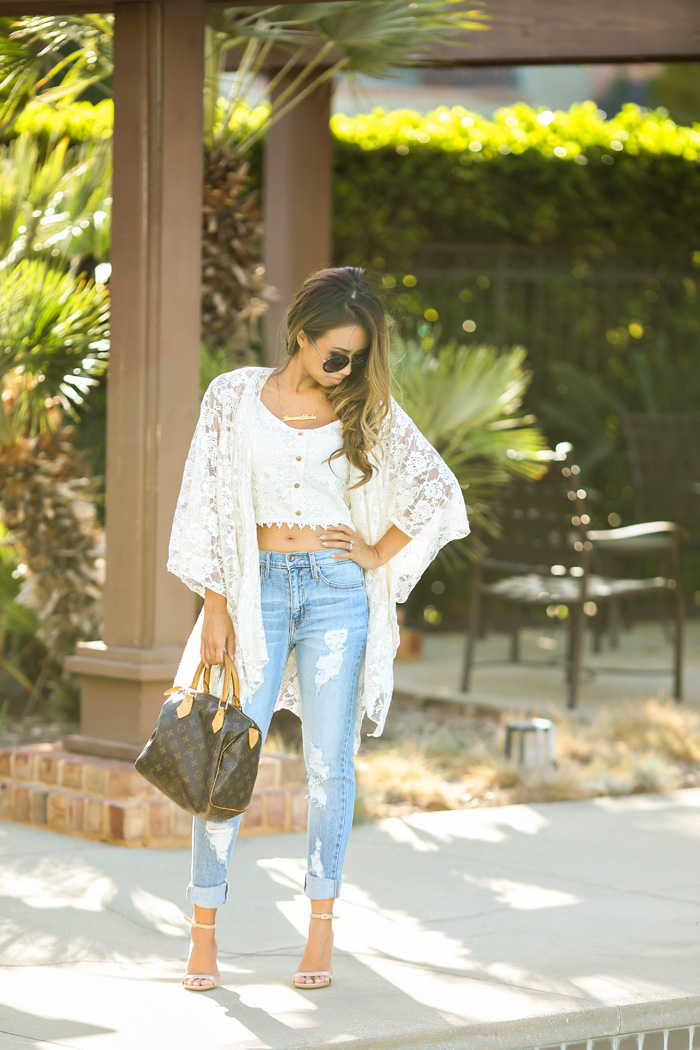 denim and lace outfits